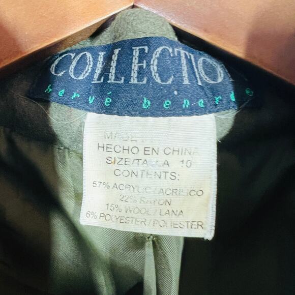 Vintage Herve Benard Tweed Herringbone JAcket Open Front Lined Mock - 10 - Picture 3 of 4